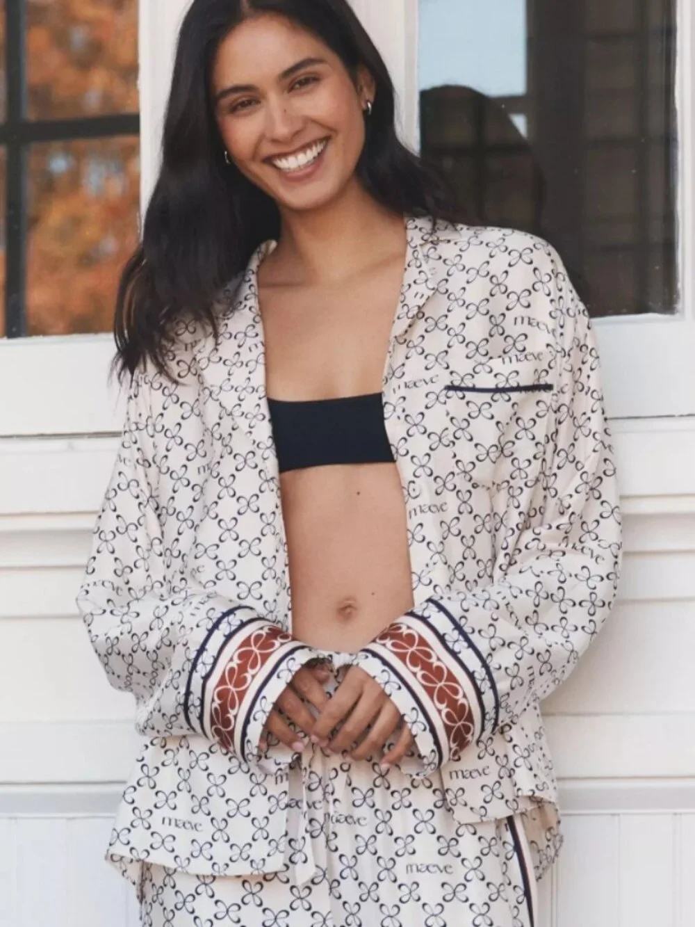 NWT Anthropologie Maeve Ivory Silken Pajama Top Wide Leg Pants SET